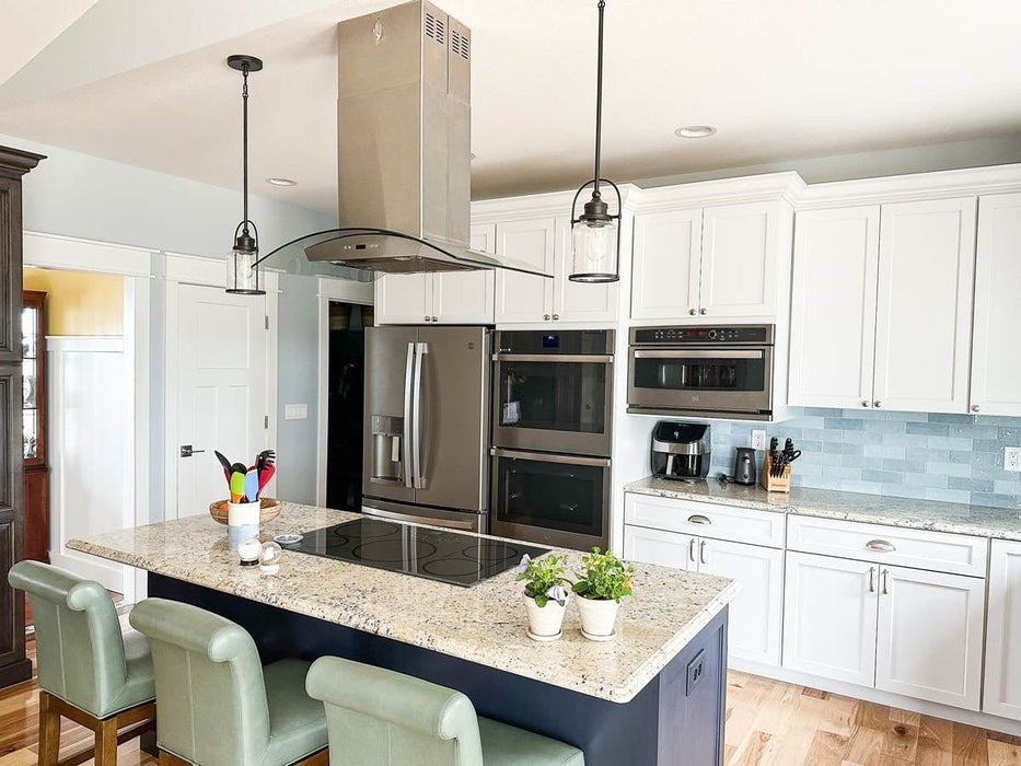 Proline 36 Inch PLFI 544 Island 600 CFM Stainless Steel Range Hood Installed