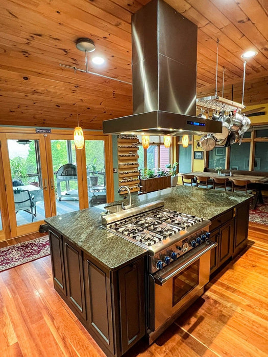 Proline 36 Inch PLFI 755 Island 1100 CFM Stainless Steel Range Hood Installed