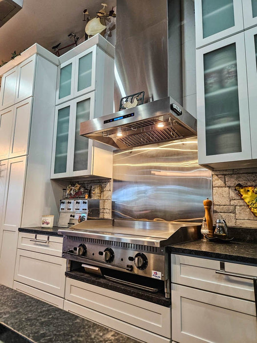 Proline 48 Inch PLFW 755 Wall Mounted 1100 CFM Stainless Steel Range Hood Installed