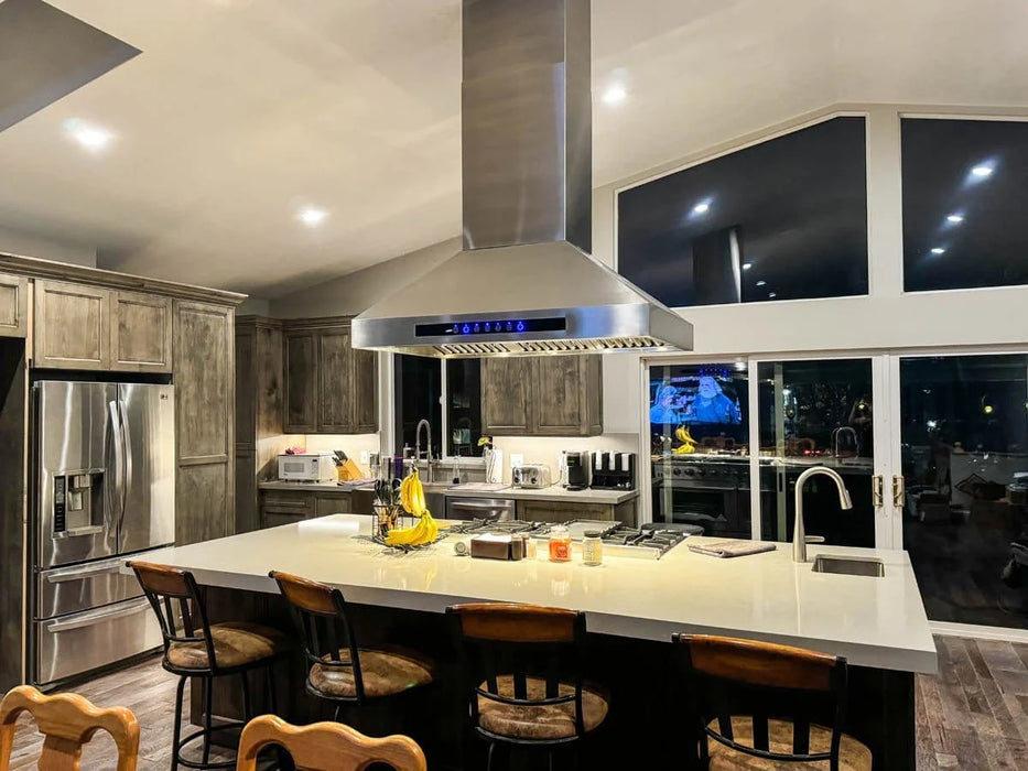 Proline 54 Inch PLJI 102 Island 1200 CFM Stainless Steel Range Hood Installed