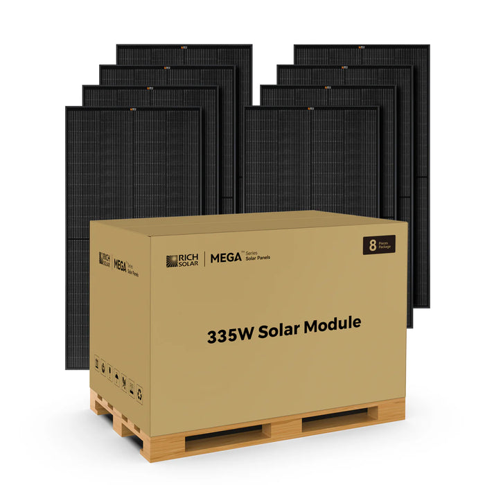 Rich Solar MEGA 335 Monocrystalline Solar Panels | 335 Watts | 8 Panels | Grid-Tie or Off-Grid Solar Panels | 25-Year Output Warranty