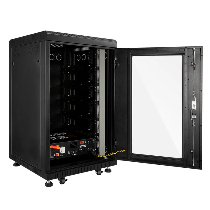 Rich SolarRich Solar ALPHA 5 PRO Battery Server Rack | 6-Slot Enclosed Battery Cabinet | Includes Wheels &amp; 600A Bus Bar Covers | Pre-assembled Open