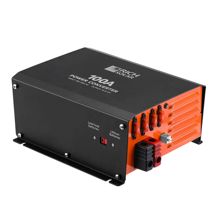 Rich Solar 100 Amp Power Converter | 100A 120V Battery Charger | Overload, Overheat, Reverse Polarity Protection | Plug and Play Side