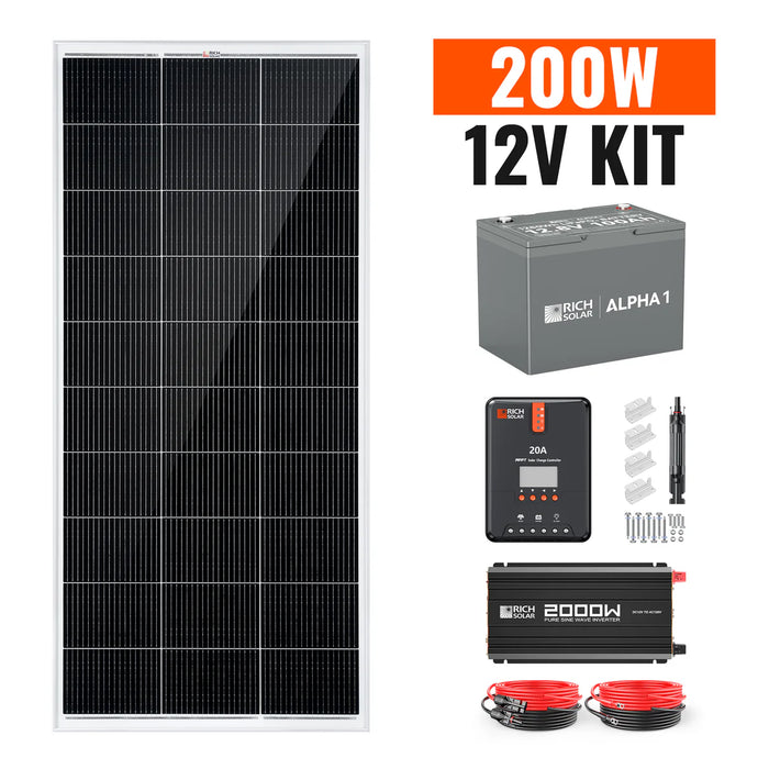 Rich Solar 200 Watt Complete Solar Kit 12V Kit