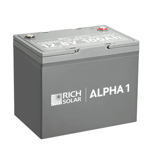 Rich Solar ALPHA 1 | 12V 100Ah LiFePO4 Battery | Powerful 12V Lithium Battery for RVs, Trailers, Vans, Boats, Off-Grid | 5,000 Lifetime Cycles | Bluetooth and Internal Heat Technology Main