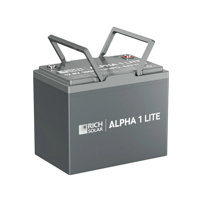 Rich Solar ALPHA 1 LITE | 12V 100Ah LiFePO4 Battery | Lightweight 12V Lithium Battery for RVs, Trailers, Vans, Boats, Off-Grid | 4,000 Lifetime Cycles | Best Value Handle