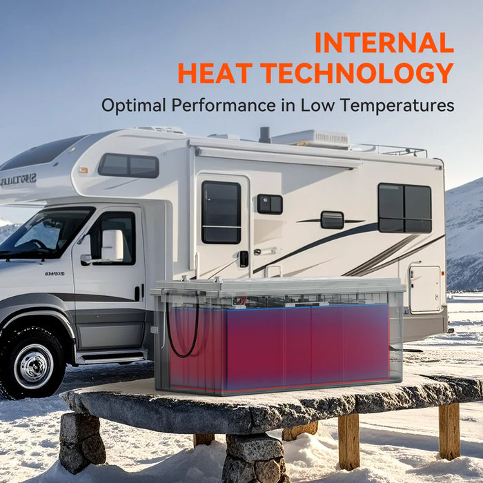 Rich Solar ALPHA 2 | 12V 200Ah LiFePO4 Battery | Powerful 12V Lithium Battery for RVs, Trailers, Vans, Boats, Off-Grid | 5,000 Lifetime Cycles | Bluetooth and Internal Heat Technology Heat Tech.