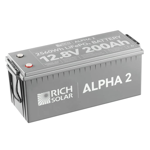 Rich Solar ALPHA 2 | 12V 200Ah LiFePO4 Battery | Powerful 12V Lithium Battery for RVs, Trailers, Vans, Boats, Off-Grid | 5,000 Lifetime Cycles | Bluetooth and Internal Heat Technology Main