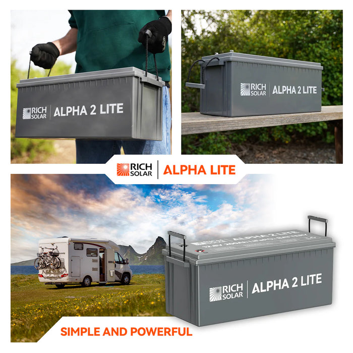 Rich Solar ALPHA 2 LITE | 12V 200Ah LiFePO4 Battery | Best 12V Deep Cycle Lithium Battery for RVs, Trailers, Vans, Boats, Off-Grid | 4,000 Lifetime Cycles | Best Value Simple and powerful