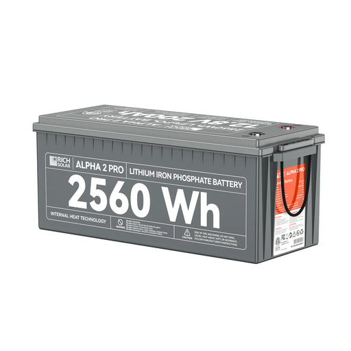 Rich Solar ALPHA 2 PRO | 12V 200Ah LiFePO4 Battery | Premium 12V Lithium Battery for RVs, Cabins, Tiny Homes | 7,000 Lifetime Cycles | 10 Year Warranty | UL1973 Certified Side