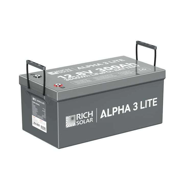 Rich Solar ALPHA 3 LITE | 12V 300Ah LiFePO4 Battery | 12V Lithium Battery for RVs, Cabins, Off-Grid | 4,000 Lifetime Cycles Handle