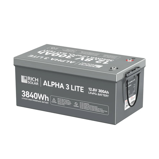 Rich Solar ALPHA 3 LITE | 12V 300Ah LiFePO4 Battery | 12V Lithium Battery for RVs, Cabins, Off-Grid | 4,000 Lifetime Cycles Side