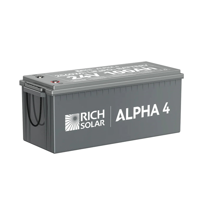 Rich Solar ALPHA 4 | 24V 100Ah LiFePO4 Battery | Powerful 24V Lithium Battery for RVs, Trailers, Vans, Boats, Off-Grid | 5,000 Lifetime Cycles | Bluetooth and Internal Heat Technology Main