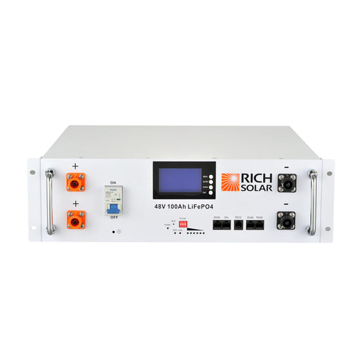 Rich Solar ALPHA 5 | 2 Batteries Only | 48V 100Ah LiFePO4 Battery | Premium 48V Server Rack Lithium Battery for Residential, Commercial, Off-Grid | 7,000 Lifetime Cycles | Pre-Order Only Front
