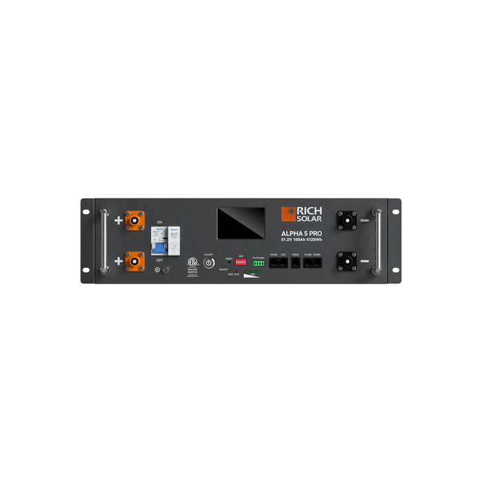 Rich Solar ALPHA 5 PRO | 1 Battery | 51.2V 100Ah LiFePO4 Battery | Premium 48V Server Rack Lithium Battery for Residential, Commercial, RVs, Off-Grid | 7,000 Lifetime Cycles | 10 Year Warranty | UL1973, UL9540A Certified Main