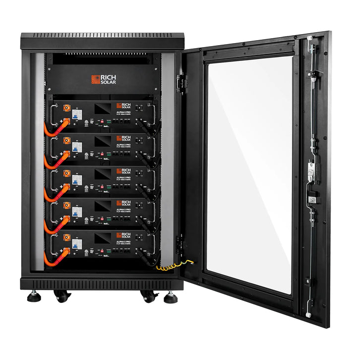 Rich Solar ALPHA 5 PRO | 5 Batteries | 51.2V 100Ah LiFePO4 Battery | Premium 48V Server Rack Lithium Battery for Residential, Commercial, RVs, Off-Grid | 7,000 Lifetime Cycles | 10 Year Warranty | UL1973, UL9540A Certified Installed