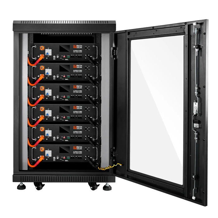 Rich Solar ALPHA 5 PRO | 6 Batteries | 51.2V 100Ah LiFePO4 Battery | Premium 48V Server Rack Lithium Battery for Residential, Commercial, RVs, Off-Grid | 7,000 Lifetime Cycles | 10 Year Warranty | UL1973, UL9540A Certified Installed