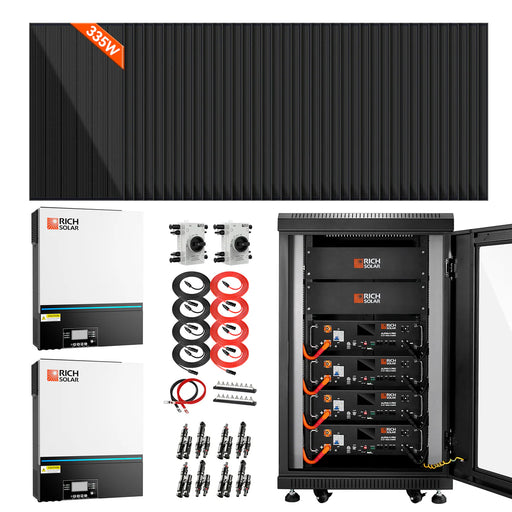 Rich Solar Complete Off-Grid Solar Kit | 38 x MEGA 335 Solar Panels | 13,000W 120/240V Output | 48VDC Main