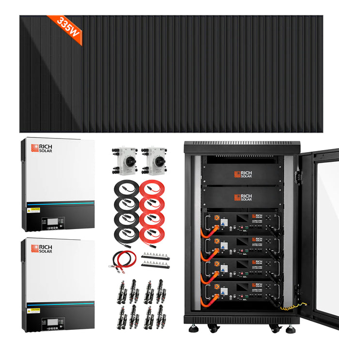 Rich Solar Complete Off-Grid Solar Kit | 38 x MEGA 335 Solar Panels | 13,000W 120/240V Output | 48VDC Main