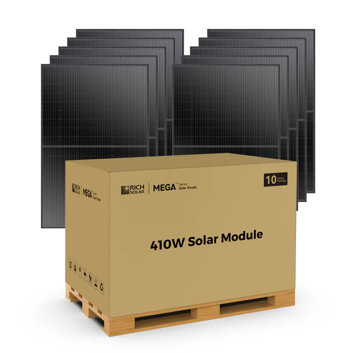 Rich Solar MEGA 410 Monocrystalline Solar Panels | 410 Watts | 12 Panels | Grid-Tie or Off-Grid Solar Panels for Residential, Commercial, Agriculture | 25-Year Output Warranty Main