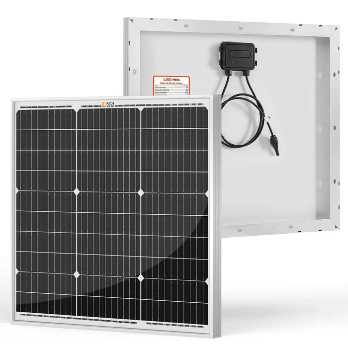 Rich Solar MEGA 50 | 50 Watt Solar Panel | Compact 12V Off-Grid Solar Panel for Boats, Vans, Trailers | 25-Year Output Warranty Main