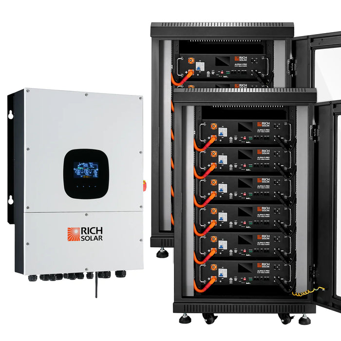 Rich Solar NOVA 12K PV Hybrid Inverter Solar Kit | 61.44kWH Server Lithium Battery (KIT-SR0002) Main