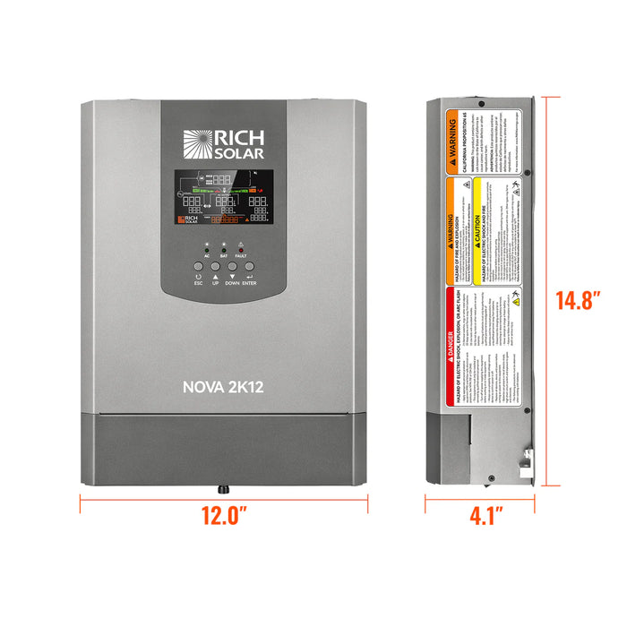 Rich Solar NOVA 2K12 | 2000W 12V Pure Sine Wave Inverter with Built-in Transfer Switch Dimensions