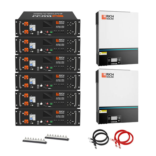 Rich Solar Off-Grid System Kit | 13,000W 120/240V Output | 48VDC (30.72kWh ALPHA 5 PRO Server Lithium Iron Phosphate Battery) Main