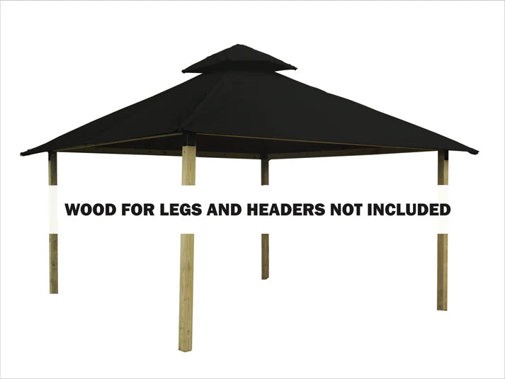 Riverstone Industries ACACIA AGK14-SD 14 sq. ft. Gazebo Roof Framing And Mounting Kit with Sundura Canopy Black