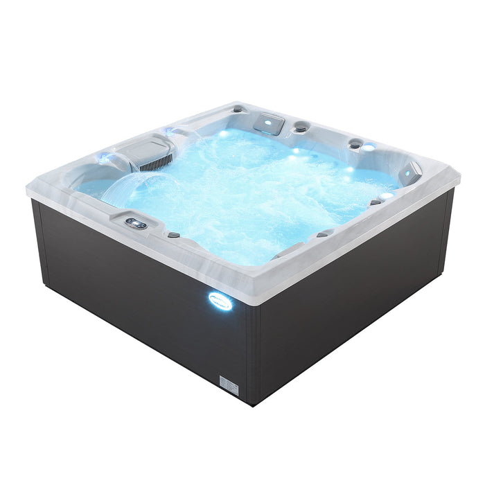 Empava Luxury Freestanding 6 Person Square Outdoor Hot Tub - 55 Jet Whirlpool Spa, LED Lighting, Ozone Filtration