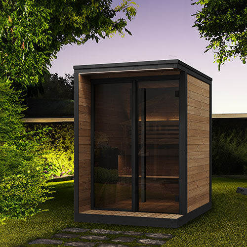 SaunaLife GL4 Outdoor Sauna Kit - Garden Luxury-Series Outdoor DIY Sauna Kit, Thermo-Spruce, up to 4 Persons Outside