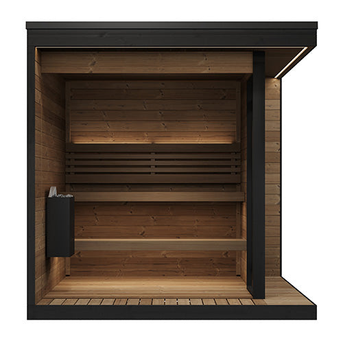 SaunaLife GL6 Outdoor Sauna Kit - Garden Luxury-Series Outdoor DIY Sauna Kit, Thermo-Spruce, up to 6 Persons Front