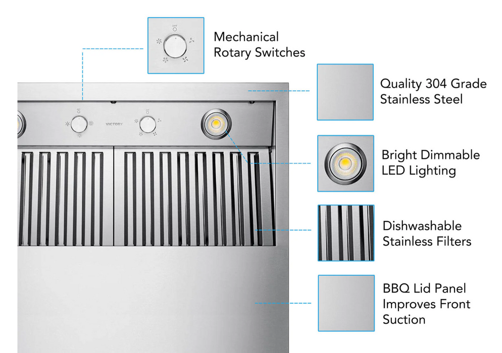 Victory Range Hood Twister 36 Inch 1200 CFM BBQ Range Hood