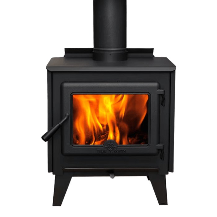 True North TN10 Black Vented Wood Burning Stove with Legs