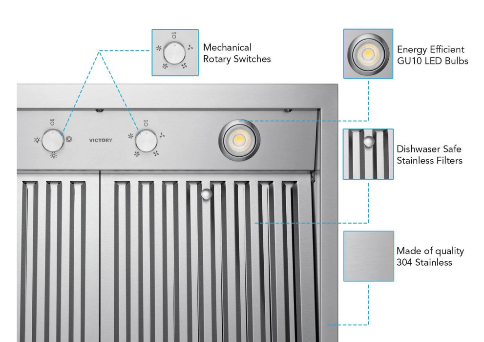 Victory Range Hood Twister MAX 48 Inch 1200 CFM Wall Mounted Range Hood