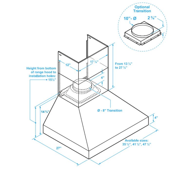 Victory Range Hood Twister 48 Inch 1200 CFM BBQ Range Hood