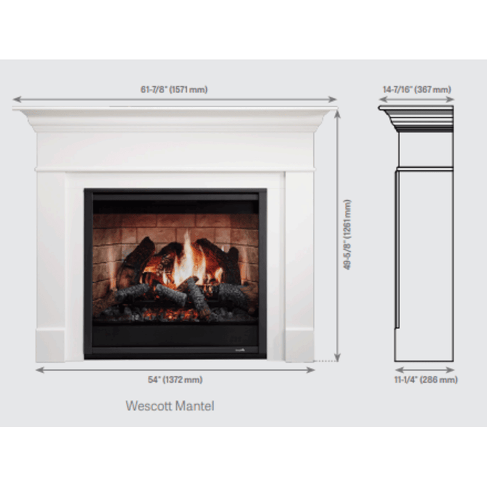 SimpliFire 36 Inch Inception Built-In Electric Fireplace Dimensions