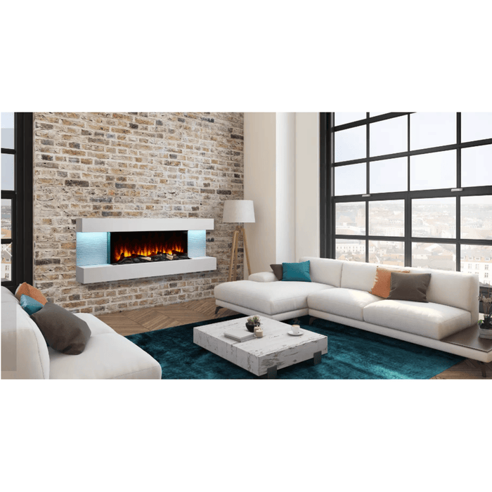 SimpliFire 36 Inch Format Linear Electric Wall-Mounted Fireplace Attached