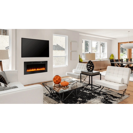 SimpliFire 40 Inch Allusion Linear Wall-Mounted Electric Fireplace Attached