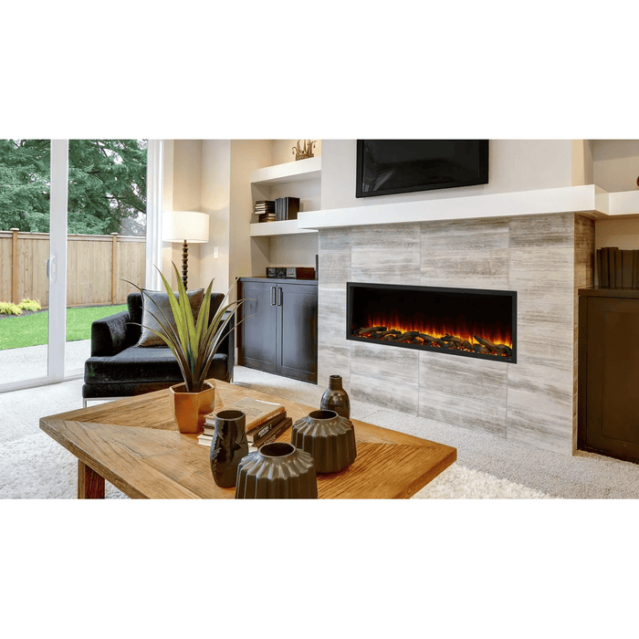 SimpliFire 55 Inch Scion Linear Built-In Electric Fireplace Attached