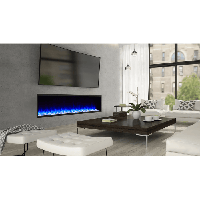 SimpliFire 78 Inch Scion Linear Built-In Electric Fireplace Attached