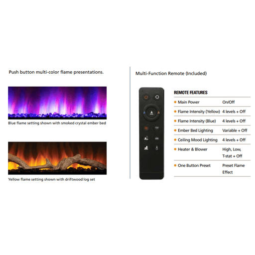 Superior ERL3000 Series 84 Inch Linear Electric Fireplace Options