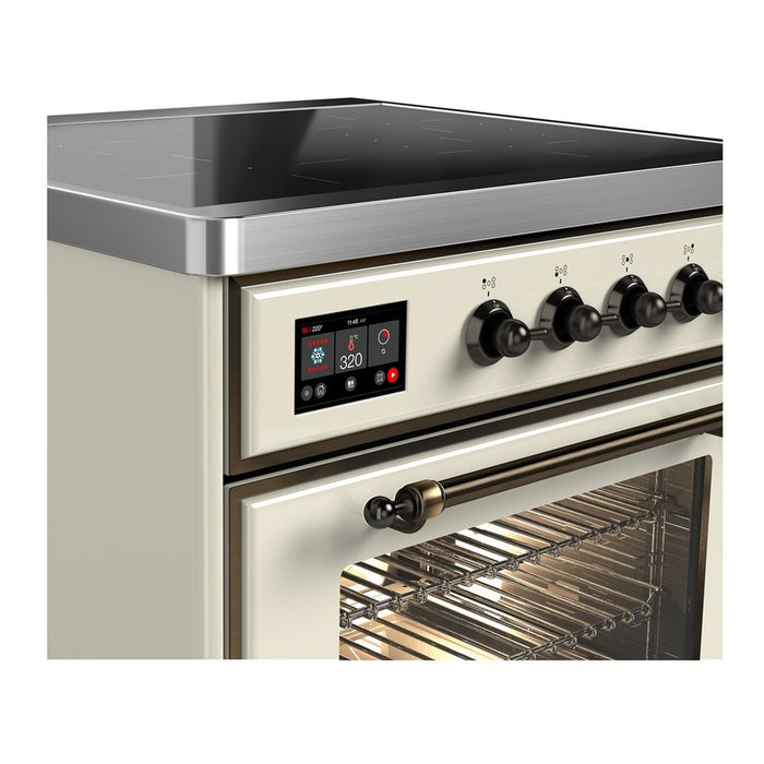 ILVE 30 Inch Majestic III Antique White Induction with 4 Elements and 4 Cu. Ft. Oven Capacity in Triple Glass Door