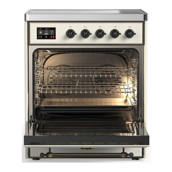 ILVE 30 Inch Majestic III Antique White Induction with 4 Elements and 4 Cu. Ft. Oven Capacity in Triple Glass Door