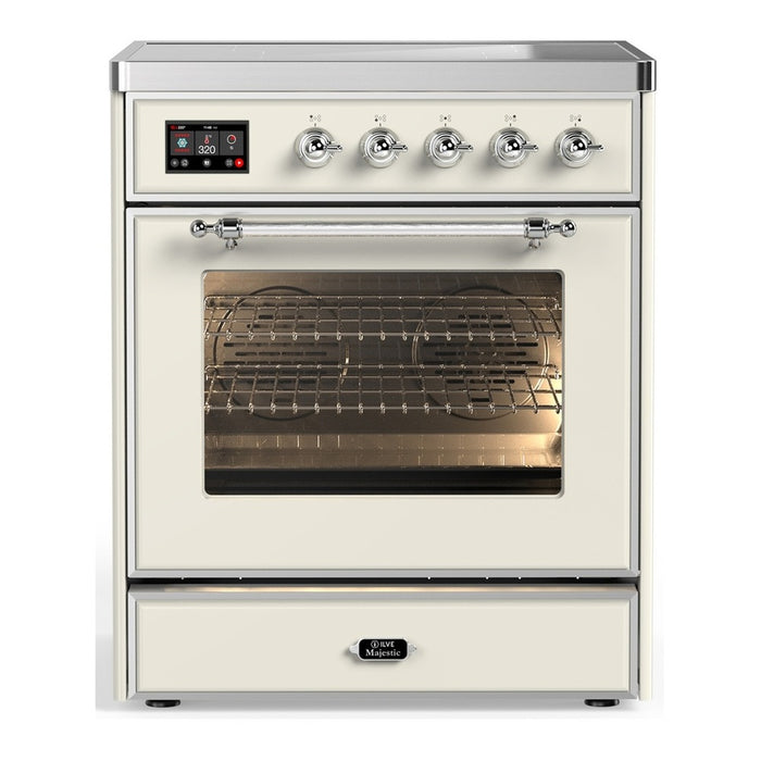 ILVE 30 Inch Majestic III Antique White Induction with 4 Elements and 4 Cu. Ft. Oven Capacity in Triple Glass Door