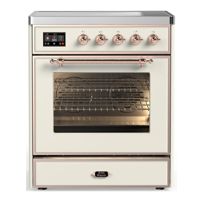 ILVE 30 Inch Majestic III Antique White Induction with 4 Elements and 4 Cu. Ft. Oven Capacity in Triple Glass Door