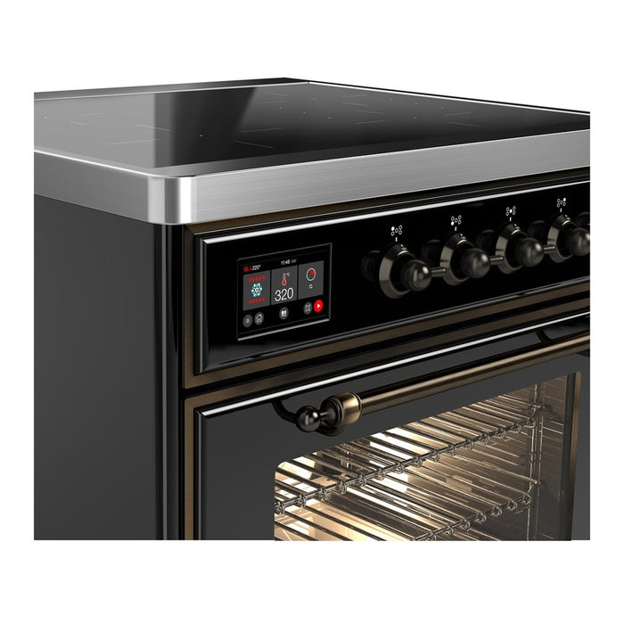 ILVE 30 Inch Majestic III Glossy Black Induction with 4 Elements and 4 Cu. Ft. Oven Capacity in Triple Glass Door