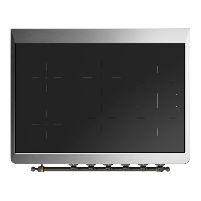 ILVE 36 Inch Majestic III Glossy Black Induction with 6 Elements and 3.5 Cu. Ft. Oven Capacity in Triple Glass Door