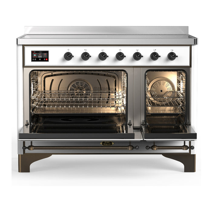 ILVE 48 Inch Majestic III White Induction with 6 Elements and 5.02 Cu. Ft. Oven Capacity in Triple Glass Door