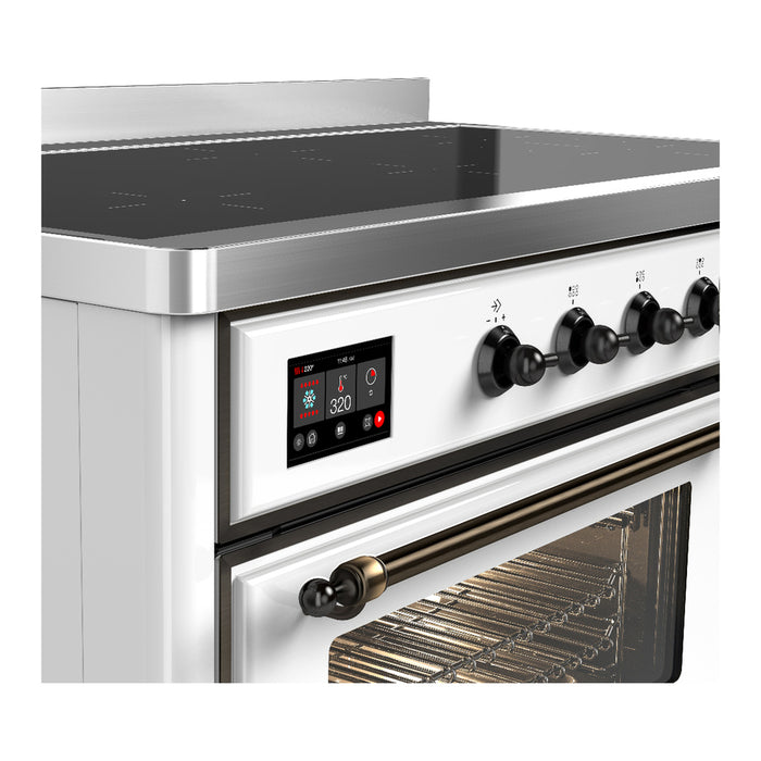 ILVE 48 Inch Majestic III White Induction with 6 Elements and 5.02 Cu. Ft. Oven Capacity in Triple Glass Door